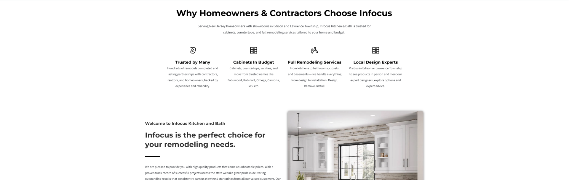 Why homeowners and contractors choose Infocus — trust section