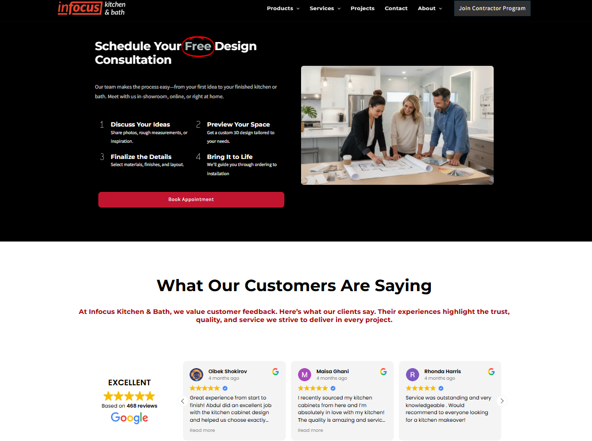 Schedule your free design consultation with customer reviews